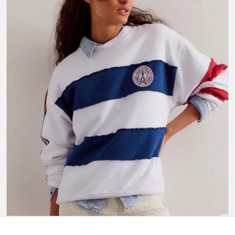Ragabond Studio + Free People Limited Edition Paris Striped Sweatshirt SZ S